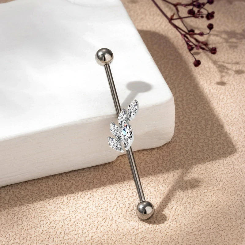 38mm 1&1/2 Inch Industrial Piercing Bar for Women Men Snake Chain Dangle