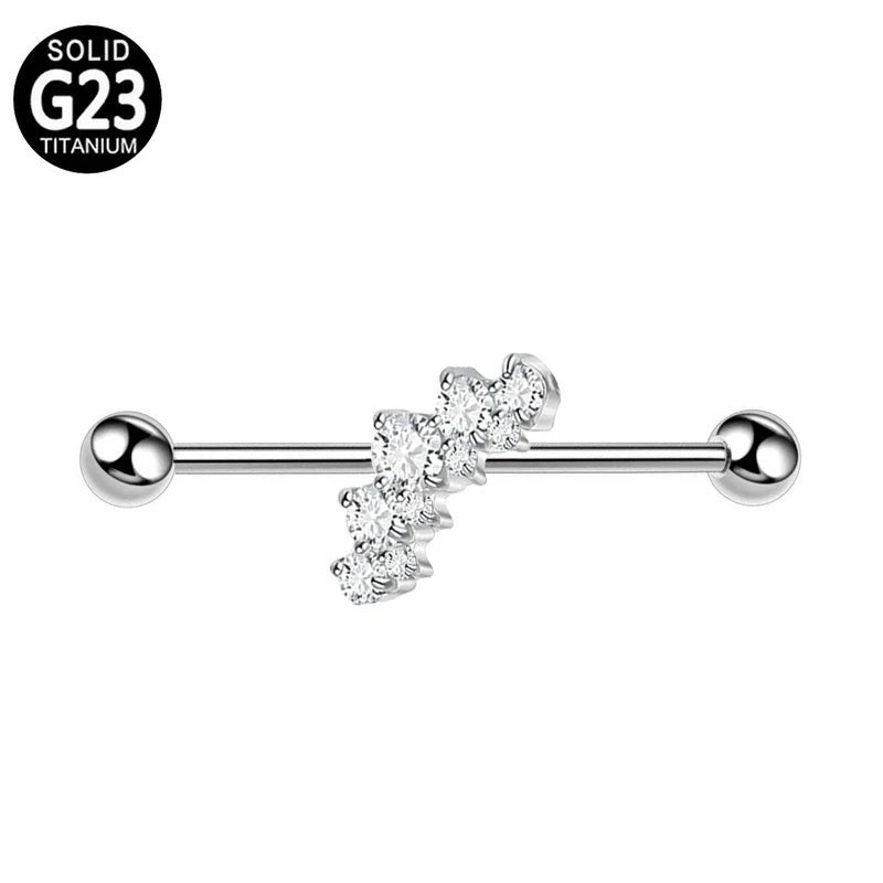 38mm 1&1/2 Inch Industrial Piercing Bar for Women Men Snake Chain Dangle