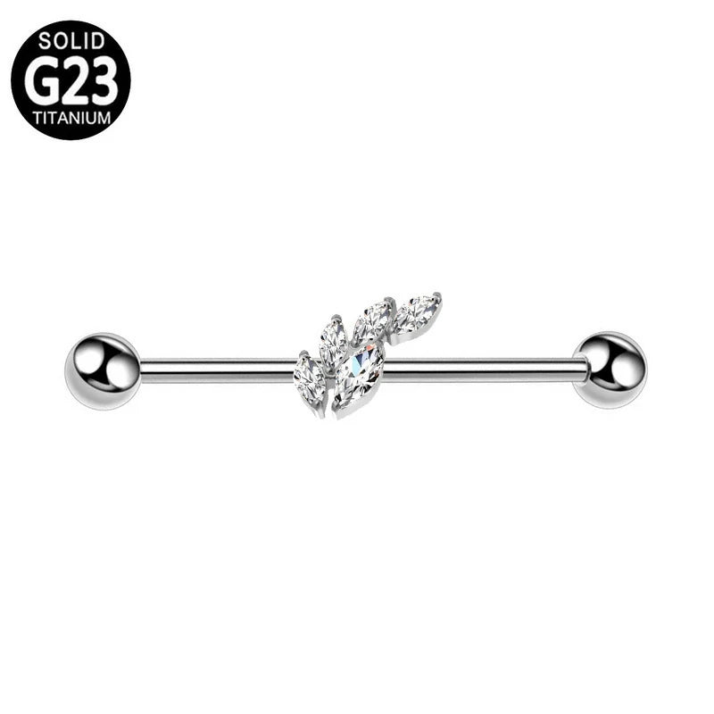 38mm 1&1/2 Inch Industrial Piercing Bar for Women Men Snake Chain Dangle