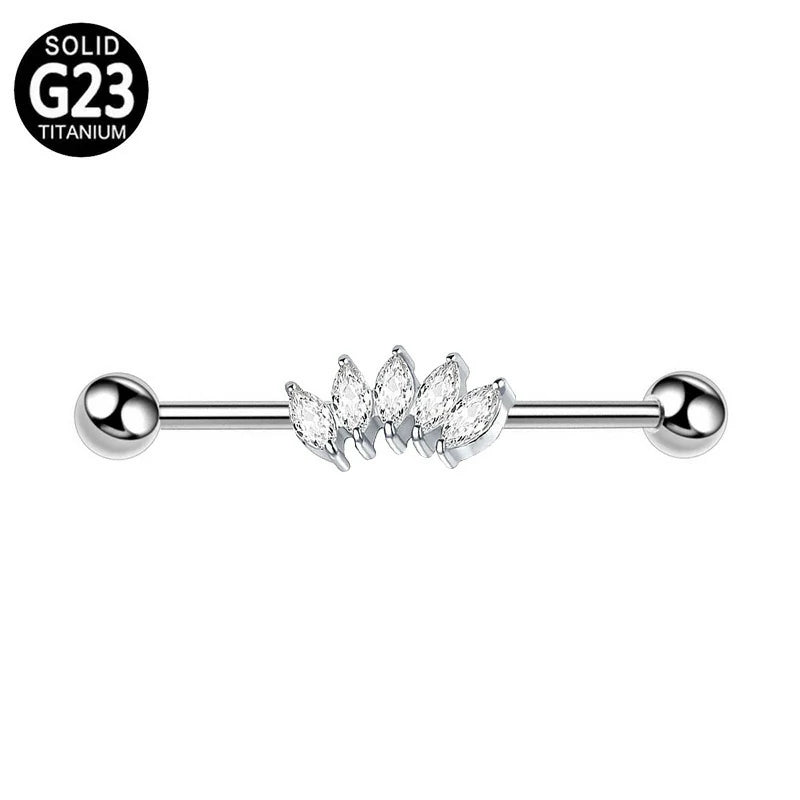 38mm 1&1/2 Inch Industrial Piercing Bar for Women Men Snake Chain Dangle