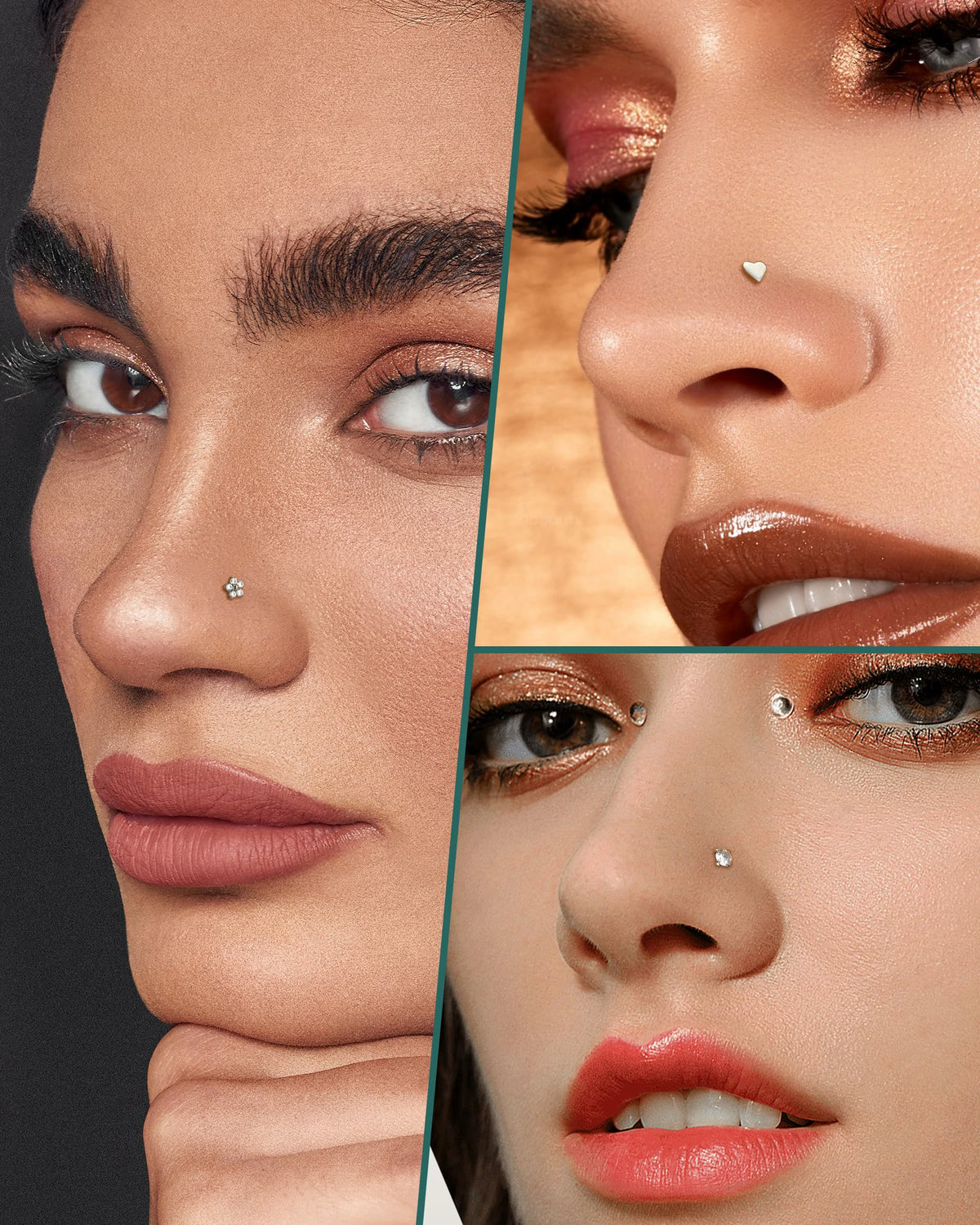 3PCS Titanium Flower Nose Rings Studs 20G, 6.5mm L-Shaped Nose Piercing Jewelry Set