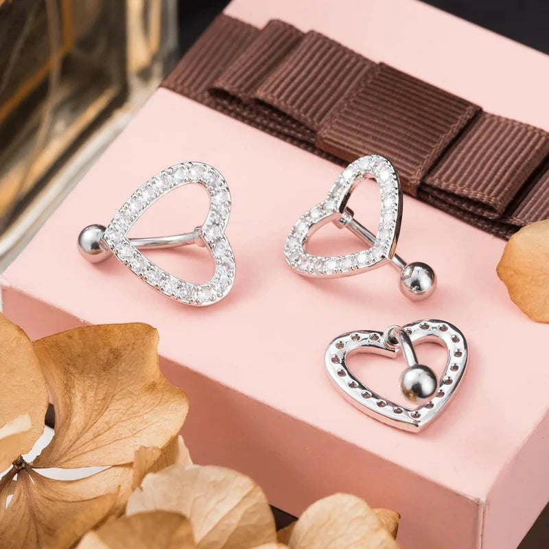 3Pcs Hypoallergenic Surgical Steel 14G Pave CZ Crystal Rhinestone Reverse Hinged Top Down Belly Button Rings