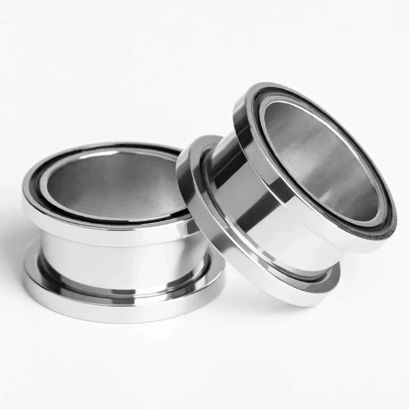 4 pairs Stainless Steel Black Gauges Stretching Screw Fit Tunnels Ear Plugs