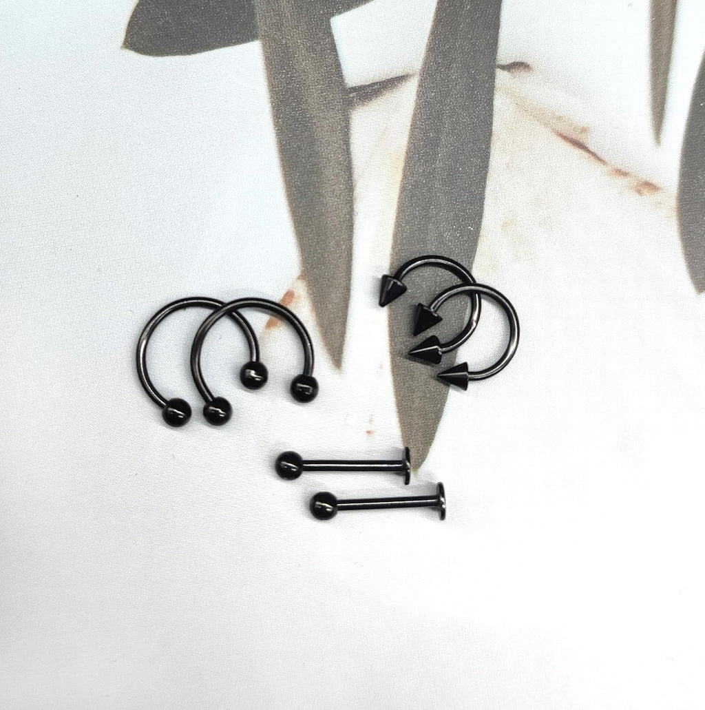 40Pcs 16G Lip Rings Surgical Steel Snake Bite Jewelry Labret Monroe Barbell Daith Tragus Helix Piercing Nose Septum Jewelry for Women Men 6mm/8mm/10mm/12mm - QIAO CrystalQIAO CrystalQIAO Crystal
