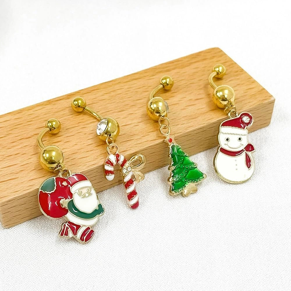 4pcs-14g-christmas-belly-button-rings-for-women-santa-claus-christmas-tree-candy-cane-snowman-18k-gold-plated-stainless-steel-belly-navel-barbell-rings-xmas-bod-detail
