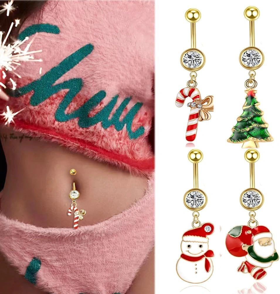 4pcs-14g-christmas-belly-button-rings-for-women-santa-claus-christmas-tree-candy-cane-snowman-18k-gold-plated-stainless-steel-belly-navel-barbell-rings-xmas-bod-wear