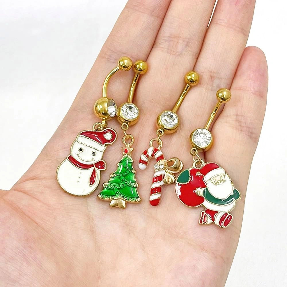 4pcs-14g-christmas-belly-button-rings-for-women-santa-claus-christmas-tree-candy-cane-snowman-18k-gold-plated-stainless-steel-belly-navel-barbell-rings-xmas-bod