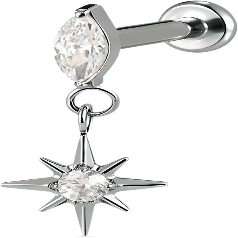 1PC Flatback Stud Earrings for Tragus Helix Conch Flat