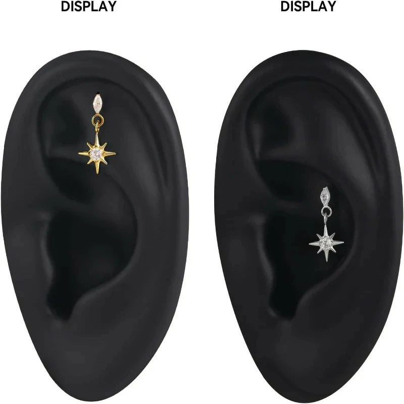 1PC Flatback Stud Earrings for Tragus Helix Conch Flat