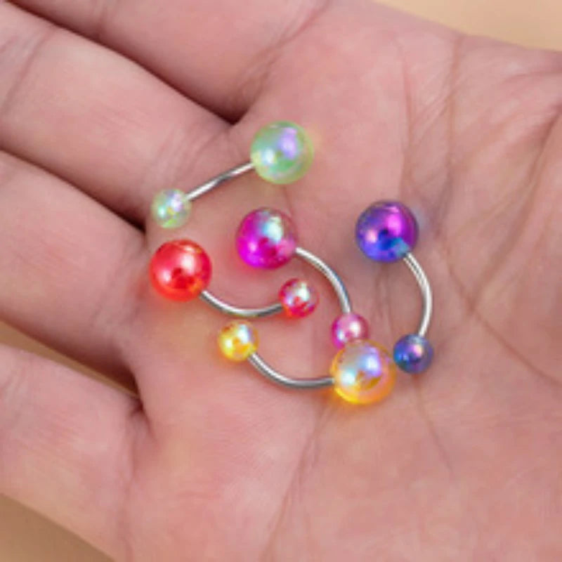 5 PCS 14G Surgical Steel Belly Button Rings Tongue Rings Packs Silicone Spike Ball Barbell