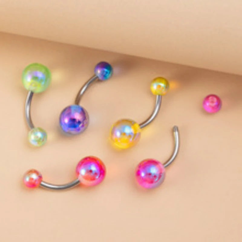 5 PCS 14G Surgical Steel Belly Button Rings Tongue Rings Packs Silicone Spike Ball Barbell