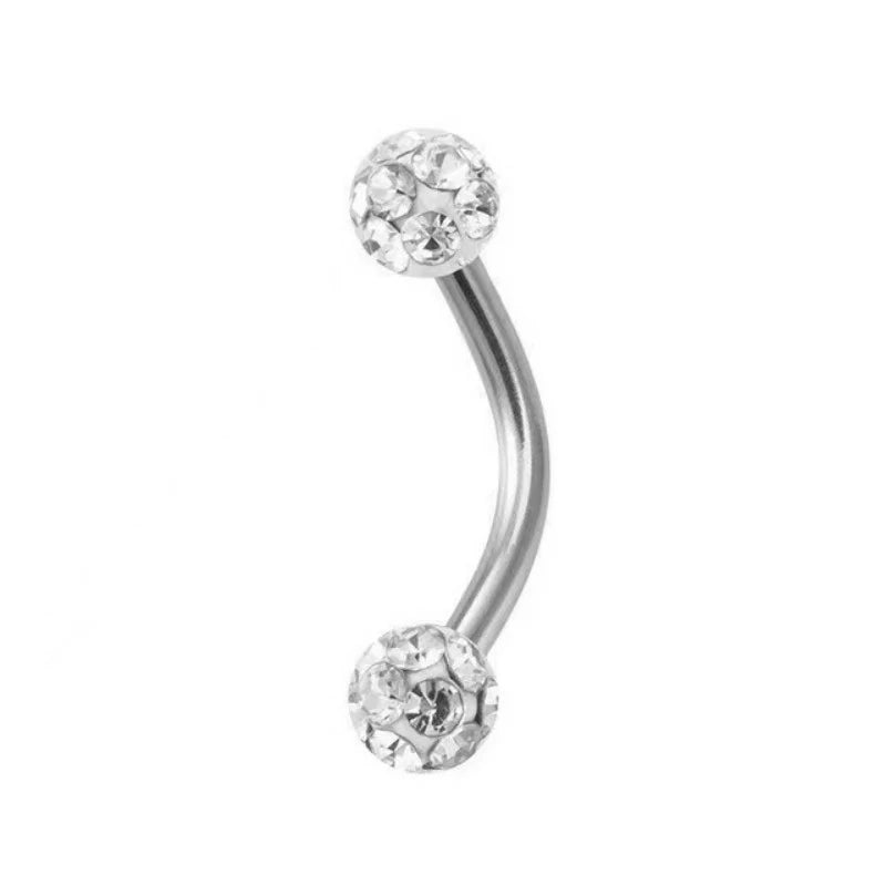 5PCS 16G Crystal Ferido Ball Curved Barbell Eyebrow Ear Ring Body Piercing Jewelry