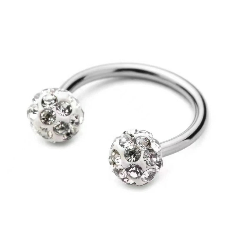 5PCS 16G Crystal Ferido Ball Curved Barbell Eyebrow Ear Ring Body Piercing Jewelry