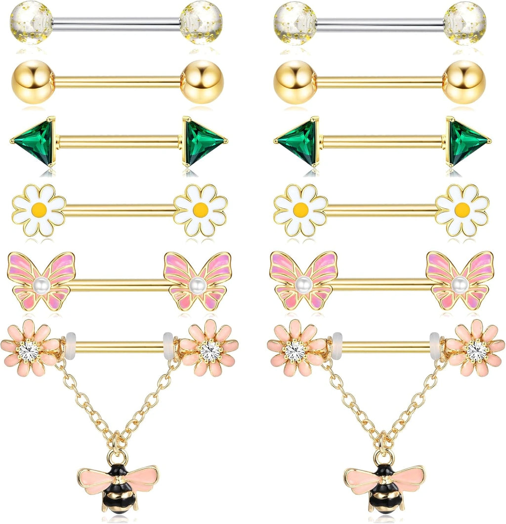 6-pairs-14g-nipple-rings-for-women-316l-stainless-steel-heart-butterfly-moon-cz-flower-barbell-nipple-rings-set-cute-nipplerings-piercing-jewelry-gold