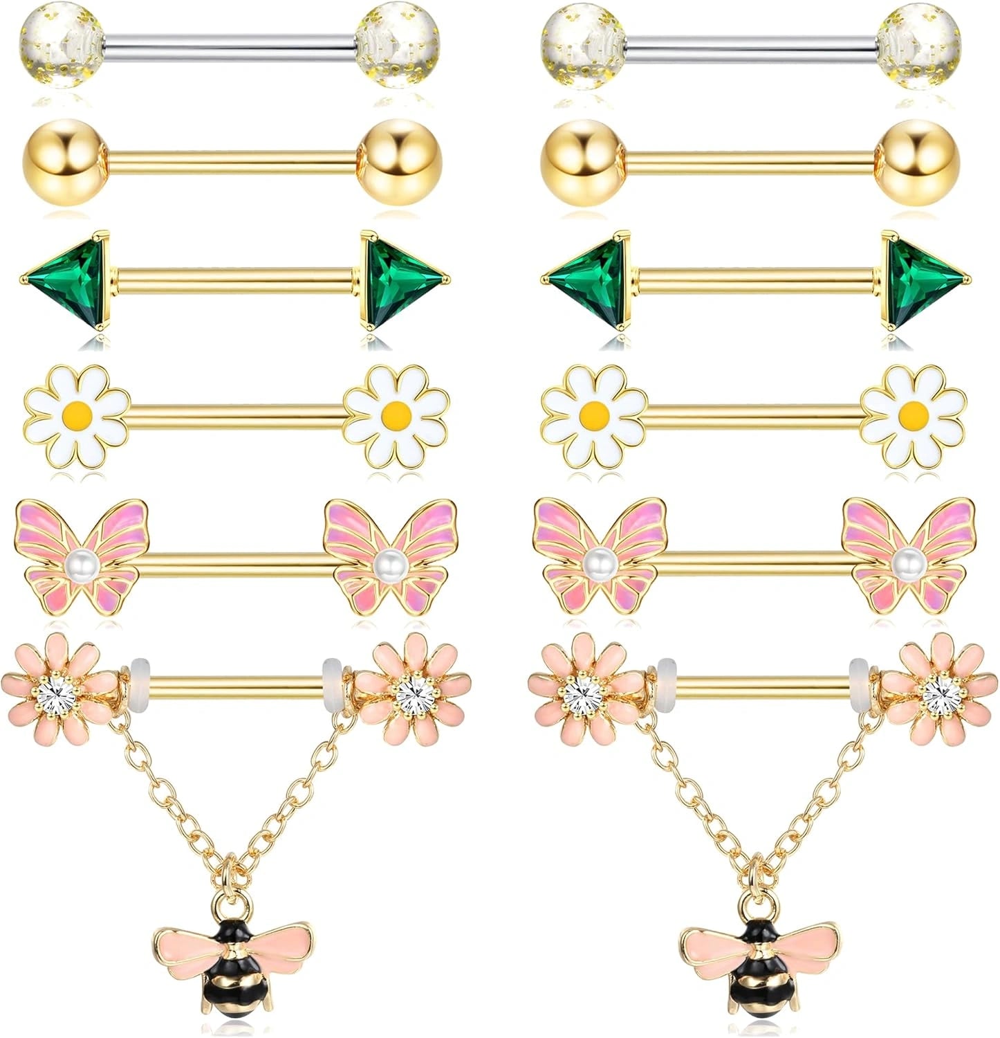 6-pairs-14g-nipple-rings-for-women-316l-stainless-steel-heart-butterfly-moon-cz-flower-barbell-nipple-rings-set-cute-nipplerings-piercing-jewelry-gold
