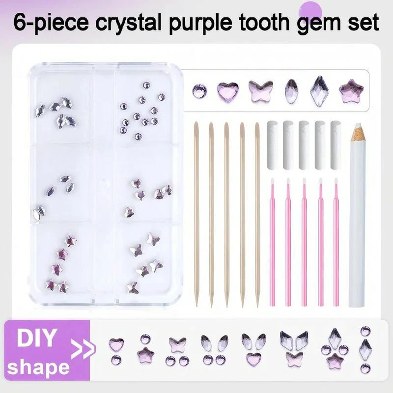 6 - piece Original DIY Tooth Gemz Starter Kit Temporary Cosmetic Crystal Gems - QIAO Crystal我的商店QIAO Crystal