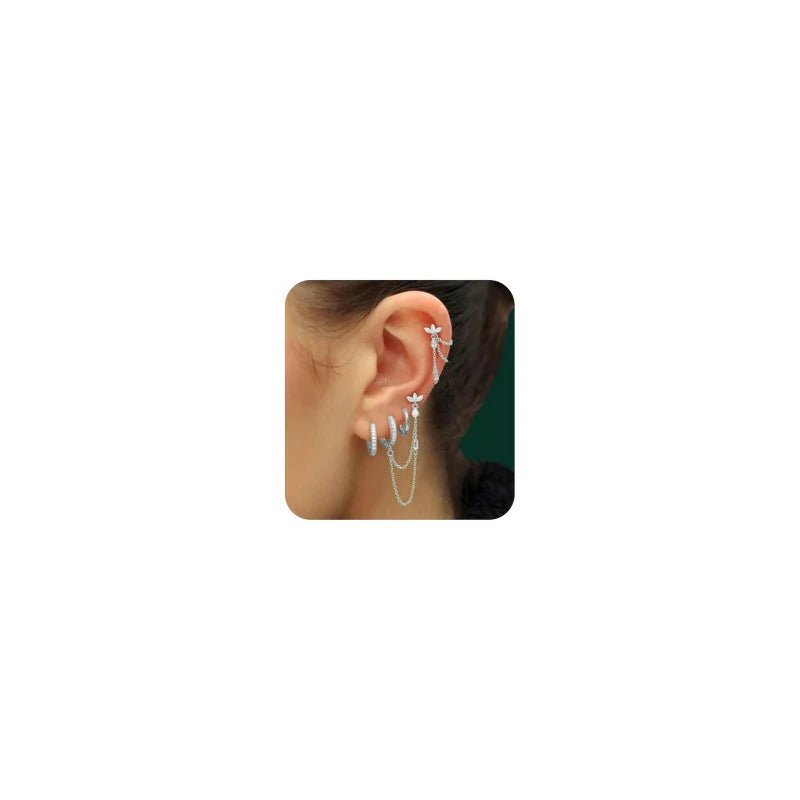 6PCS Earring Stacks Cartilage Chain Helix Piercing Sets