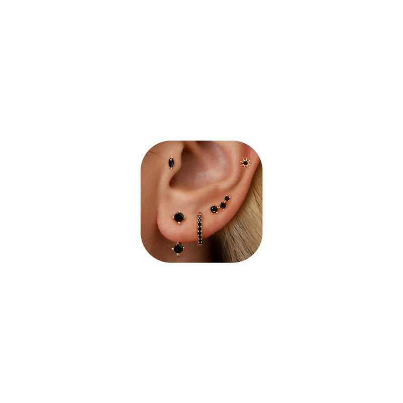 6 Pairs 14K Gold Plated Stud Earrings for Women, Hypoallergenic Cartilage Earrings