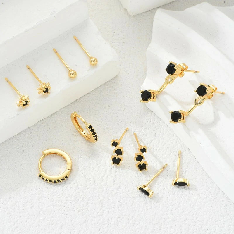 6 Pairs 14K Gold Plated Stud Earrings for Women, Hypoallergenic Cartilage Earrings