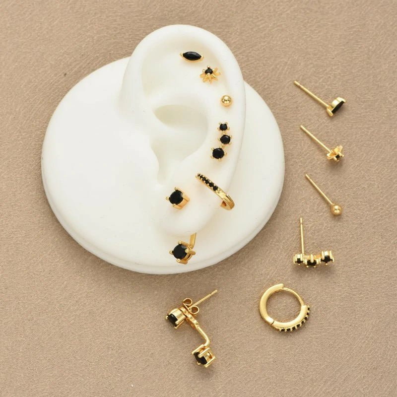 6 Pairs 14K Gold Plated Stud Earrings for Women, Hypoallergenic Cartilage Earrings