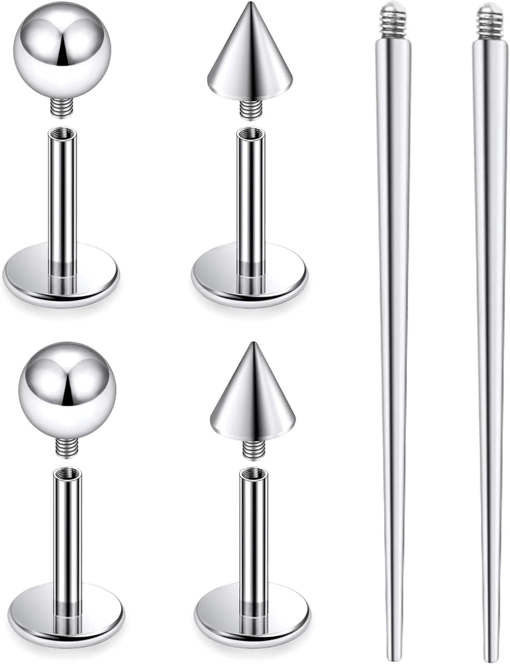 Titanium Flat Back Lip Rings Internally Threaded Earrings Studs Nose Rings 20G 18G 16G