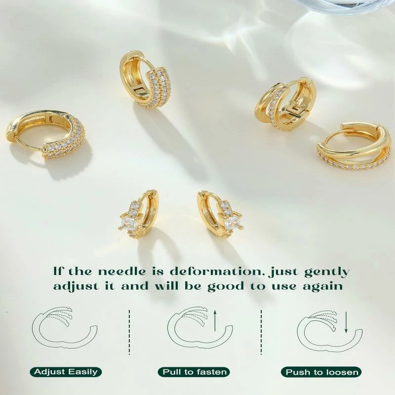 7Pairs Surgical Steel Small Chunky Huggie Hoops & Flat Back Stud Earrings Set Silver Cartilage