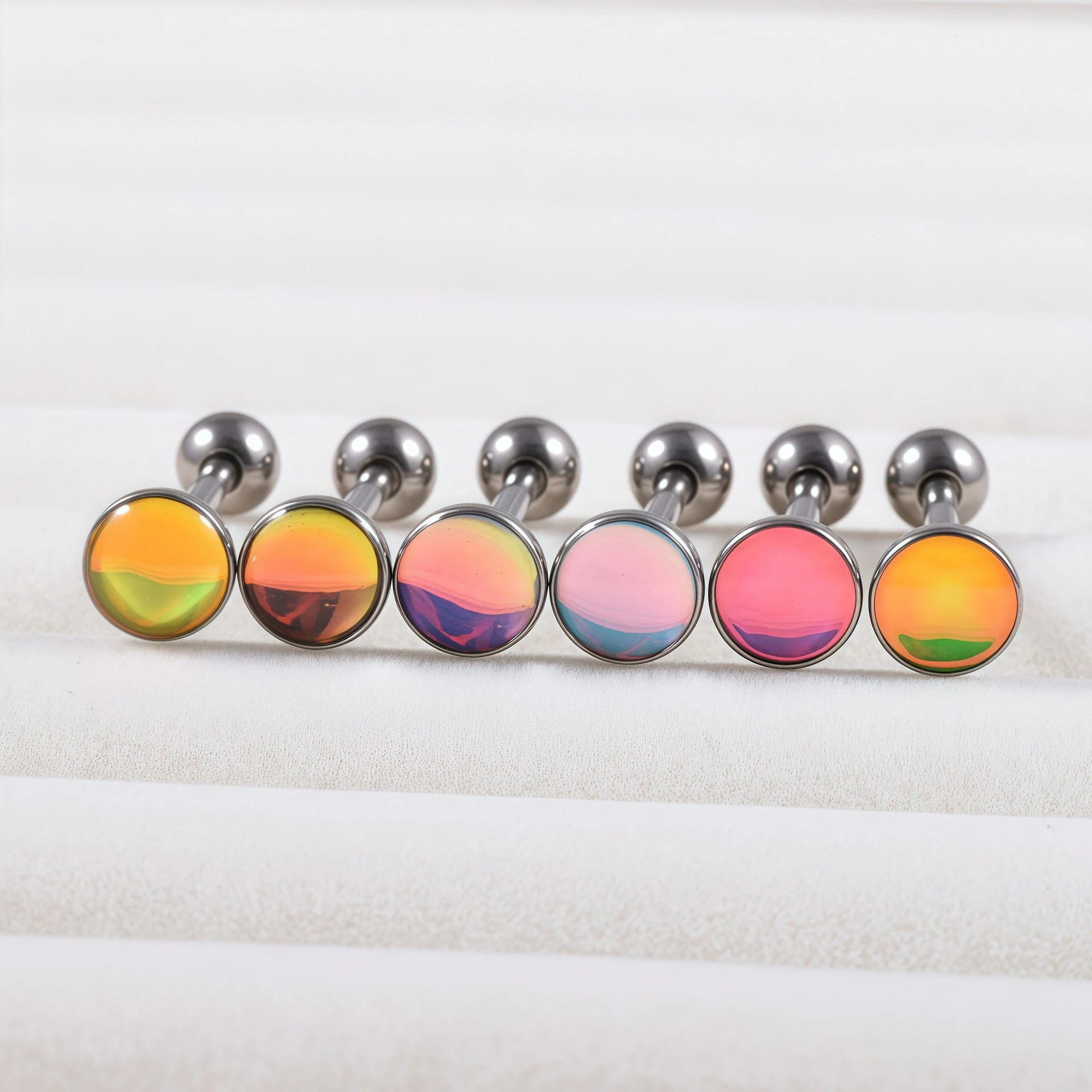 Light Tongue Rings G23 Titanum Premium Cut Zircon Internally Threaded