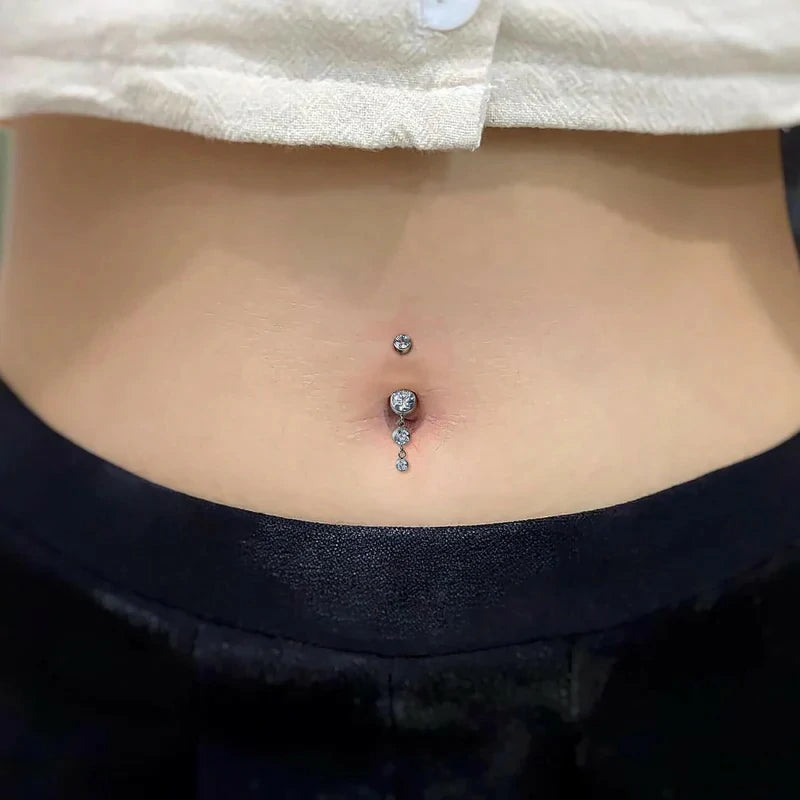 Dangle Belly Button Rings 14G 10mm 12mm ASTM F136 Implant Grade Real Titanium Belly Ring