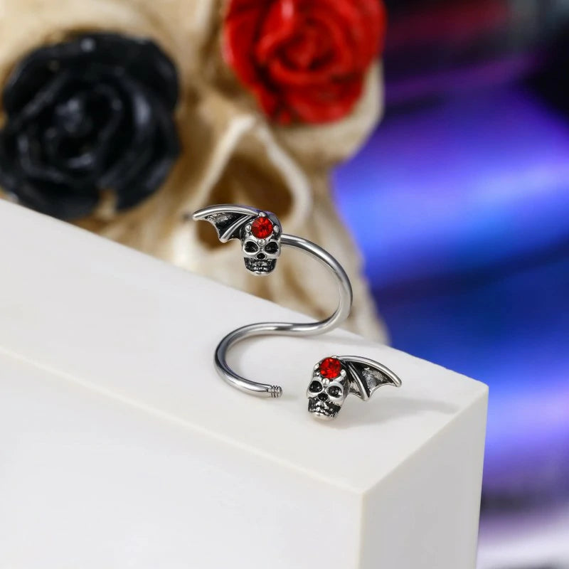 Bat Twist Helix Earrings 316L Stainless Steel Spiral Barbell  Lip Rings Stainless Steel