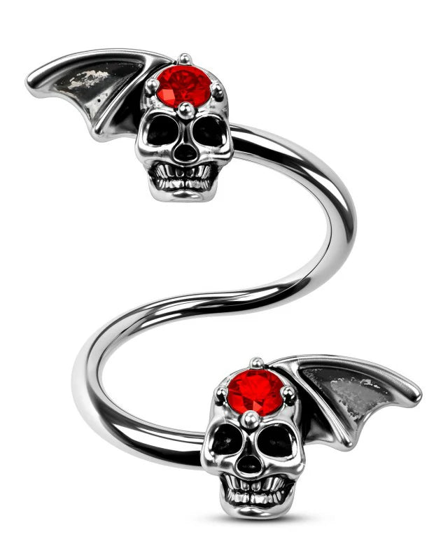 Bat Twist Helix Earrings 316L Stainless Steel Spiral Barbell  Lip Rings Stainless Steel