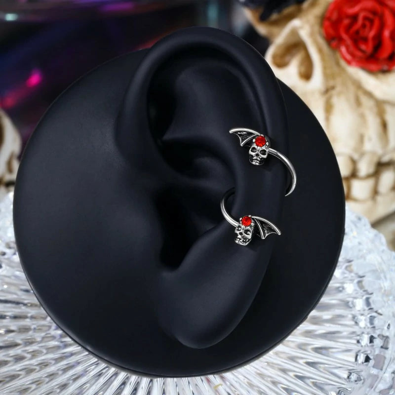 Bat Twist Helix Earrings 316L Stainless Steel Spiral Barbell  Lip Rings Stainless Steel