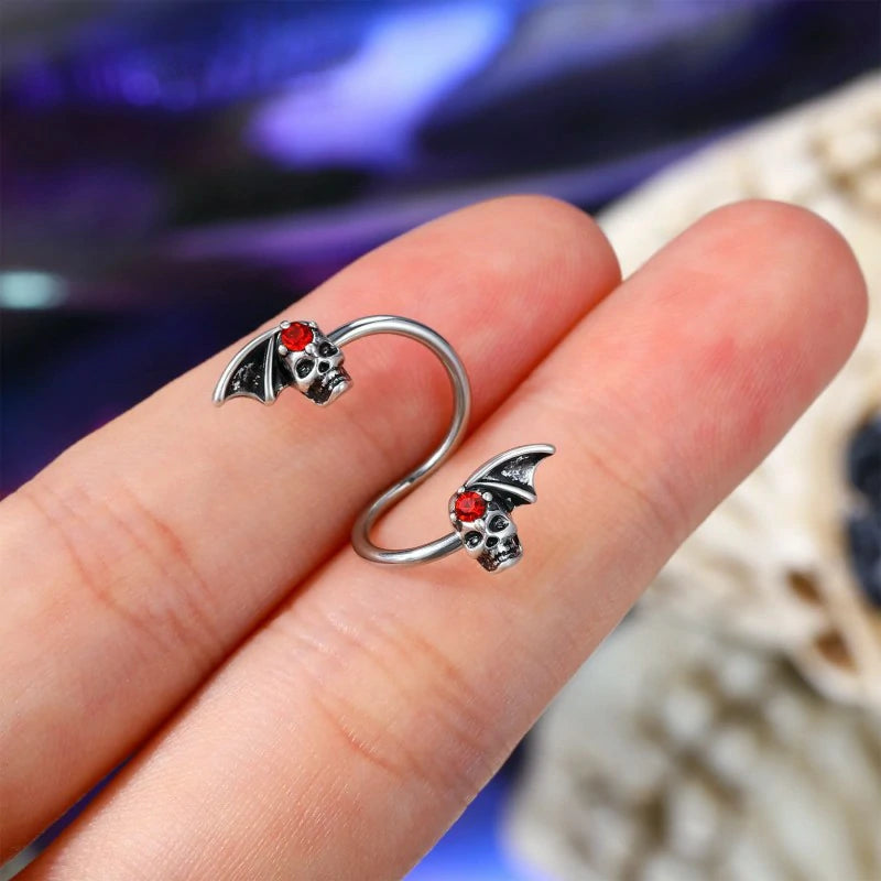 Bat Twist Helix Earrings 316L Stainless Steel Spiral Barbell  Lip Rings Stainless Steel