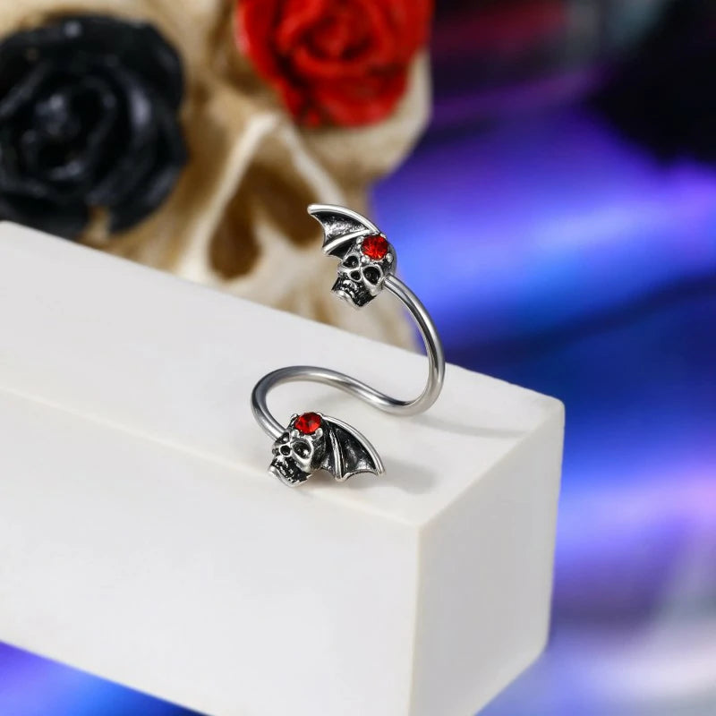 Bat Twist Helix Earrings 316L Stainless Steel Spiral Barbell  Lip Rings Stainless Steel