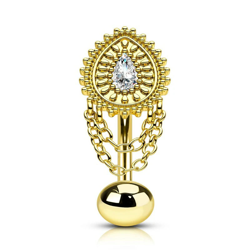 Belly Button Rings 14G Reverse Belly Navel Rings for Womne Gold Floating Navel Piercing