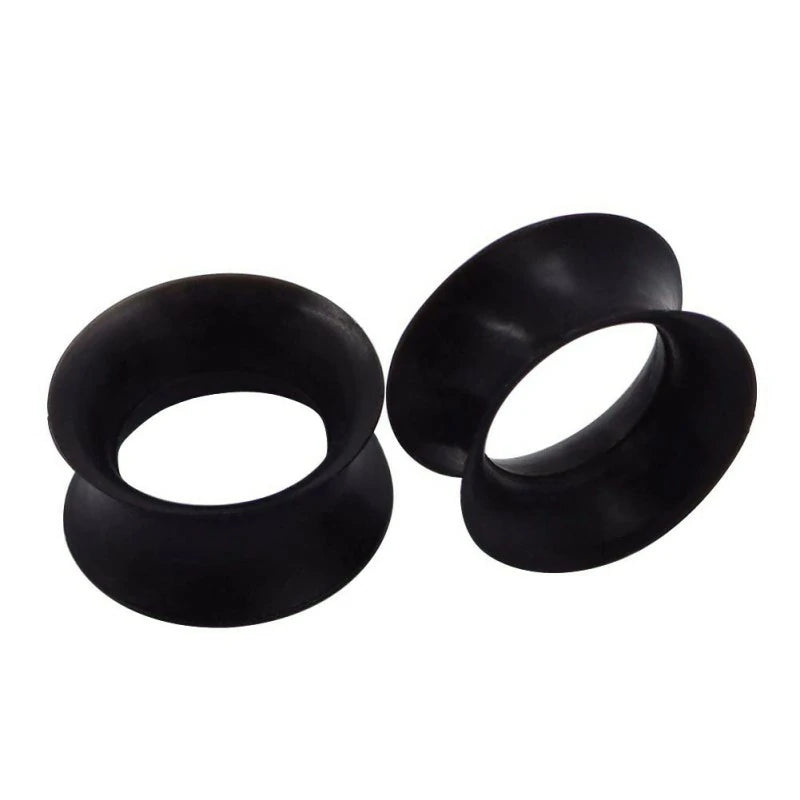 Black White Clear Ultra Thin Silicone Double Flared Flexible Tunnel Ear Stretching Plug