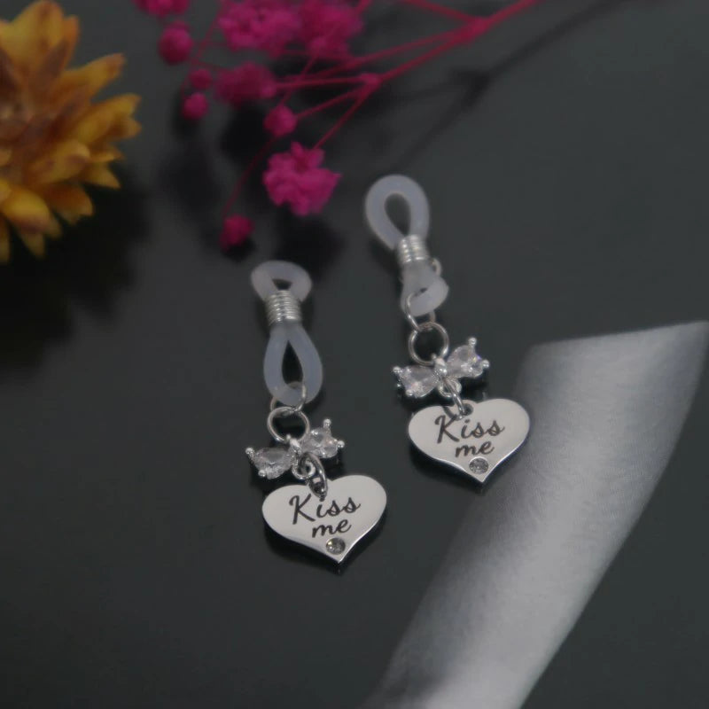 Bowknot Heart Fake Nipple Rings Stainless Steel Non-Piercing Dangle Nipple
