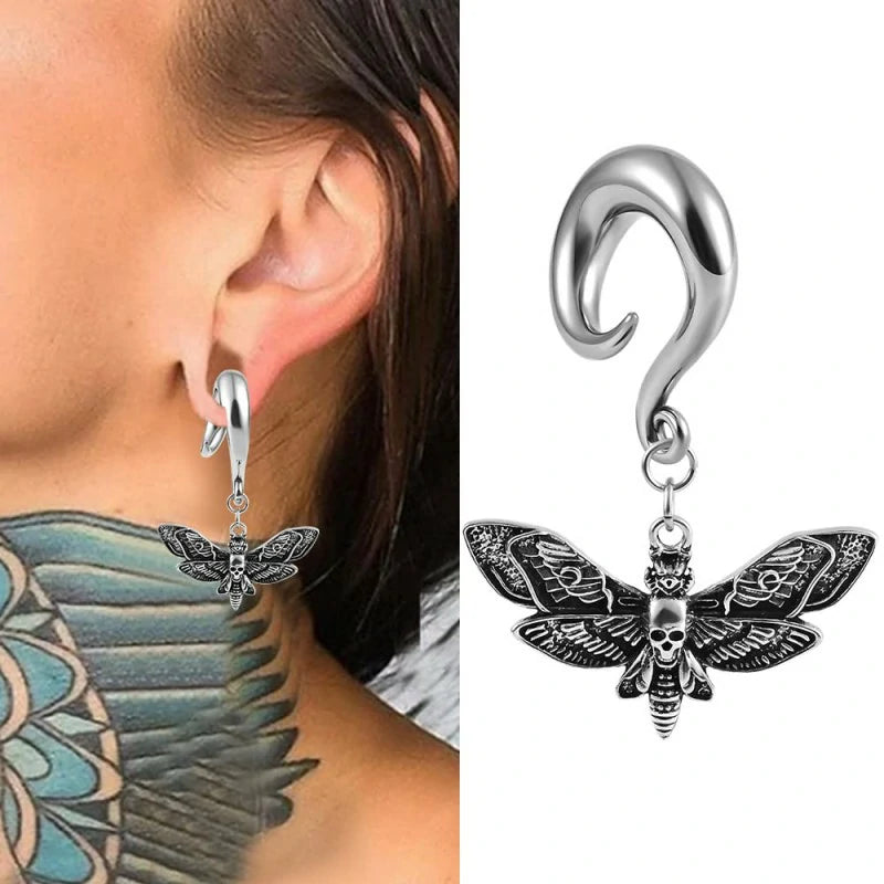 Butterfly Stainless Steel Dangle Hooks Ear Plugs Hangers Ear Gauges
