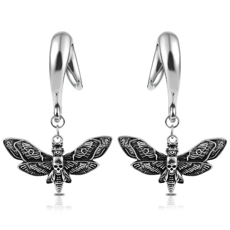 Butterfly Stainless Steel Dangle Hooks Ear Plugs Hangers Ear Gauges