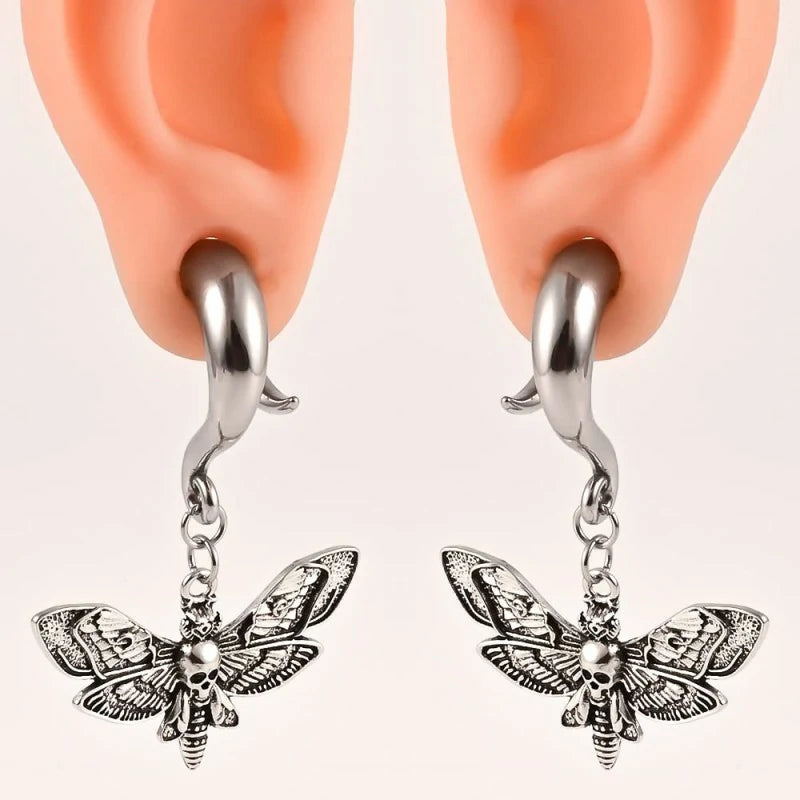 Butterfly Stainless Steel Dangle Hooks Ear Plugs Hangers Ear Gauges