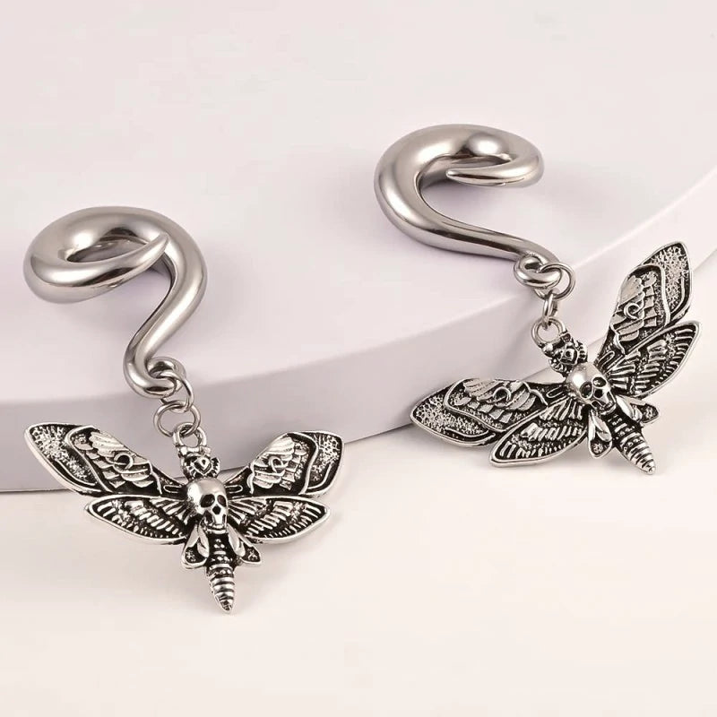 Butterfly Stainless Steel Dangle Hooks Ear Plugs Hangers Ear Gauges