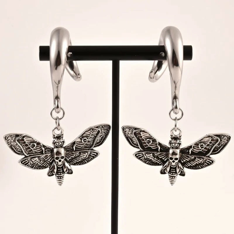Butterfly Stainless Steel Dangle Hooks Ear Plugs Hangers Ear Gauges