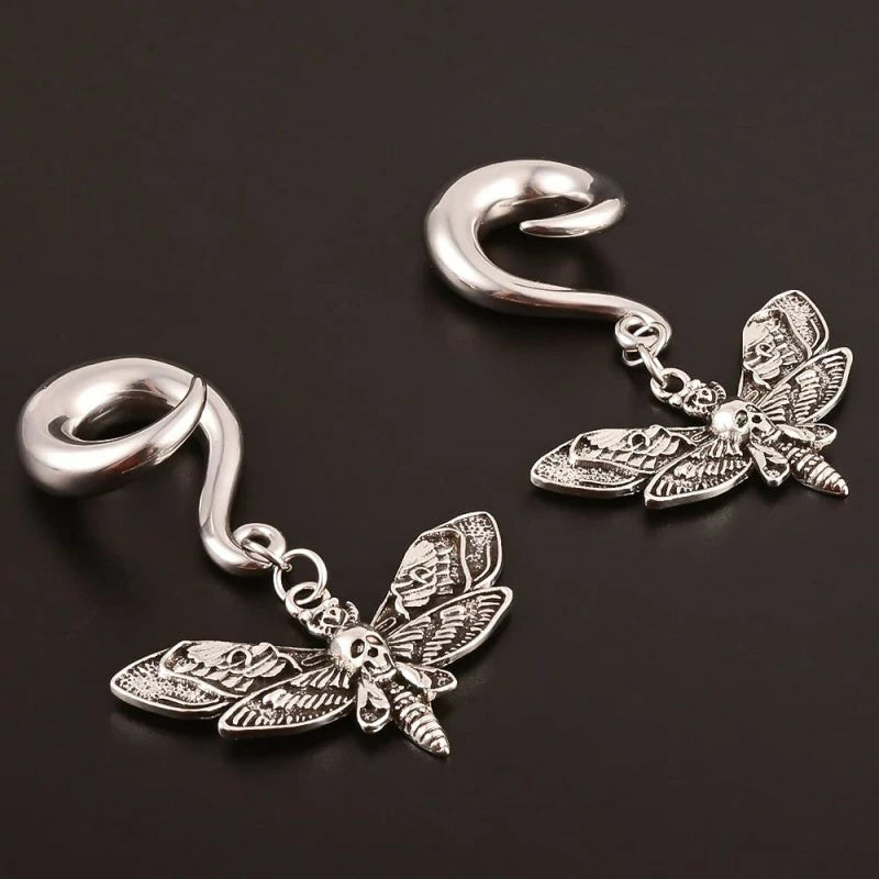 Butterfly Stainless Steel Dangle Hooks Ear Plugs Hangers Ear Gauges