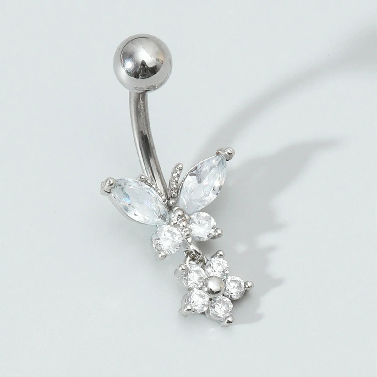 Butterfly Zircon Belly Navel Surgical Steel 11mm Length Piercing Jewelry
