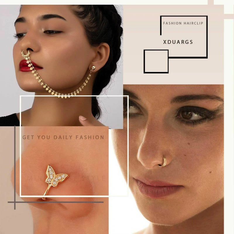CZ Crown Clip On Nose Ring Gold Crystal Crown Faux Clip On Nose Ring Vintage Crown Cuff