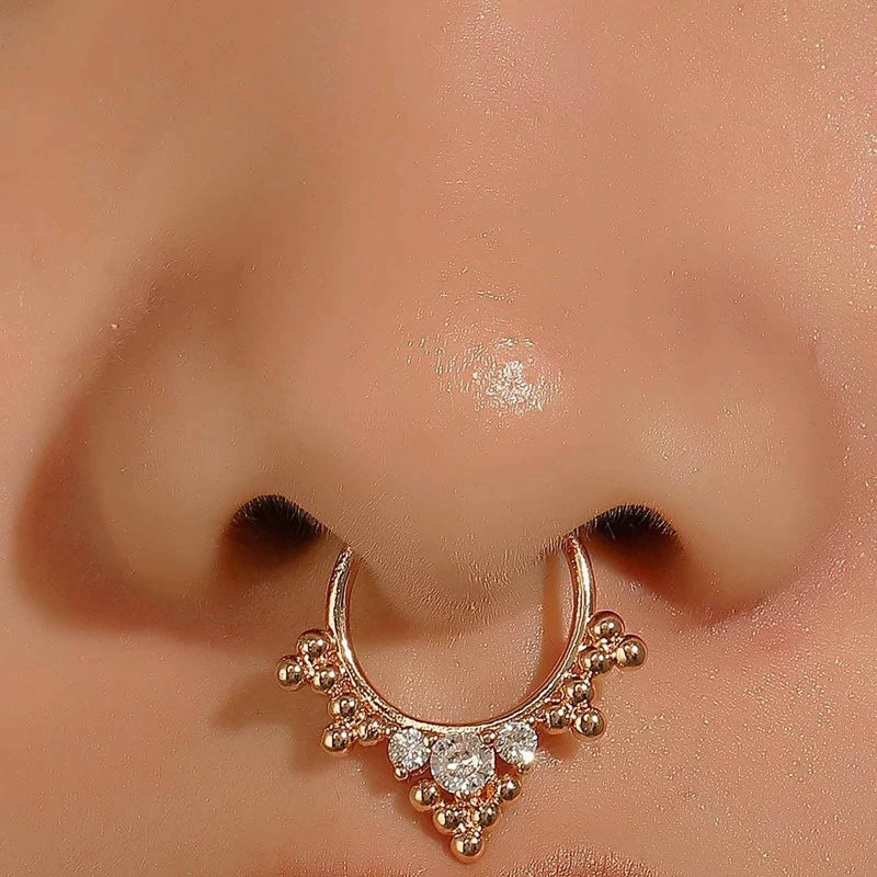 CZ Crown Clip On Nose Ring Gold Crystal Crown Faux Clip On Nose Ring Vintage Crown Cuff