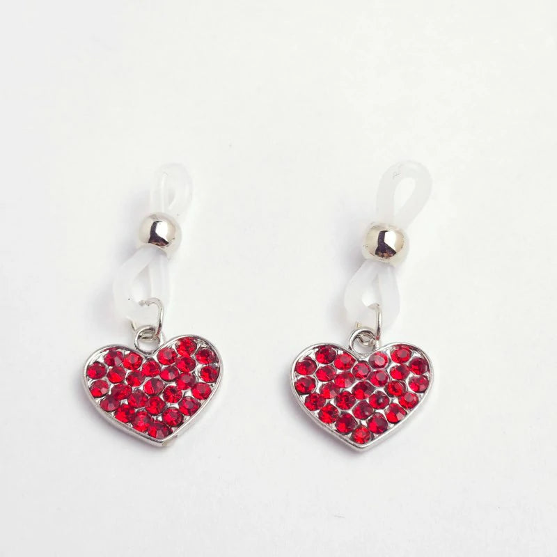 CZ Heart Non Piercing Fake Nipple Rings Adjustable Nipple