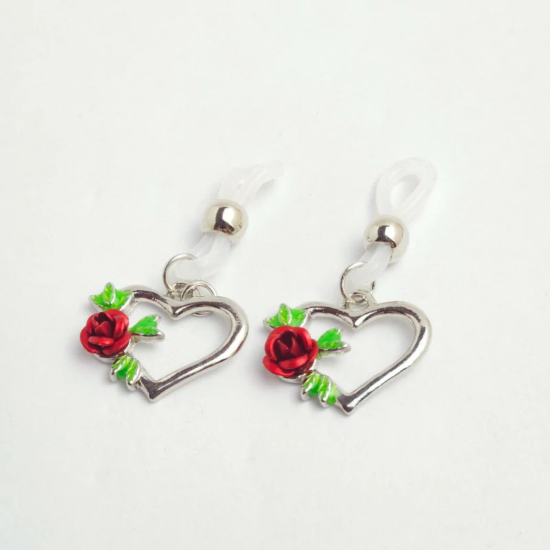 CZ Heart Non Piercing Fake Nipple Rings Adjustable Nipple