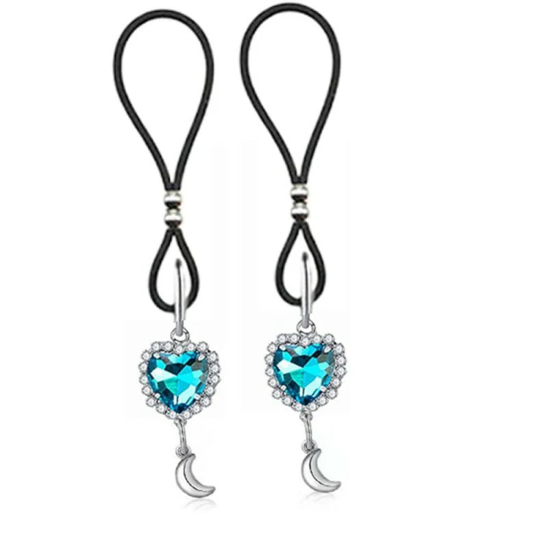 CZ Heart Non Piercing Nipple Rings Nipple Noose Fake Nipplerings Adjustable Nipple