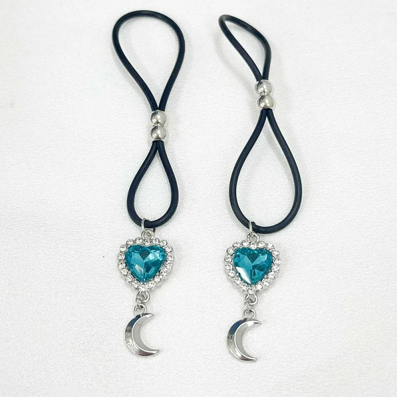 CZ Heart Non Piercing Nipple Rings Nipple Noose Fake Nipplerings Adjustable Nipple