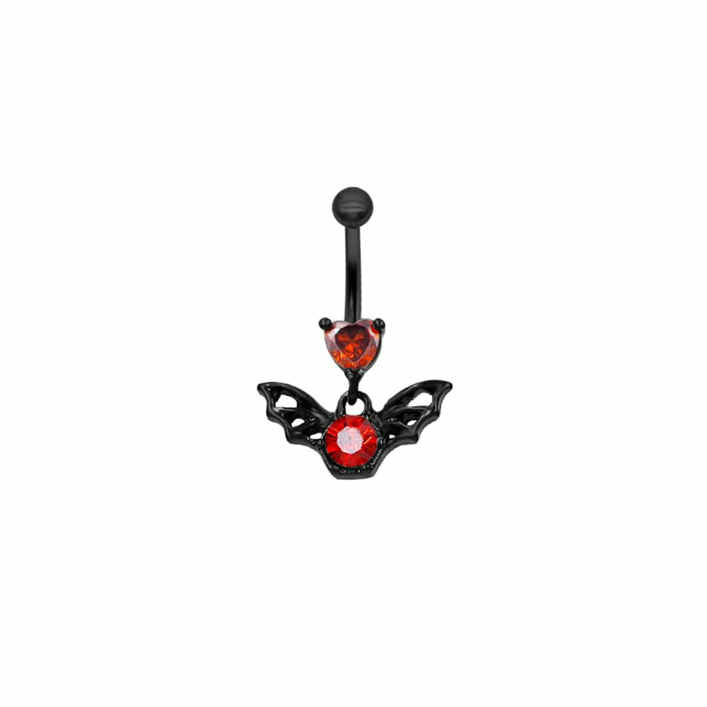 16G Stainless Steel Eyebrow Ring Black CZ Heart Spider Bat Dangle Eyebrow Rings Barbell Cartilage Earrings